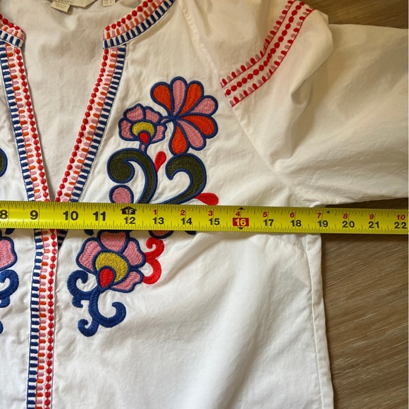 Boden Embroidered Peasant Blouse 100% Cotton Size 6 medium - Picture 7 of 8